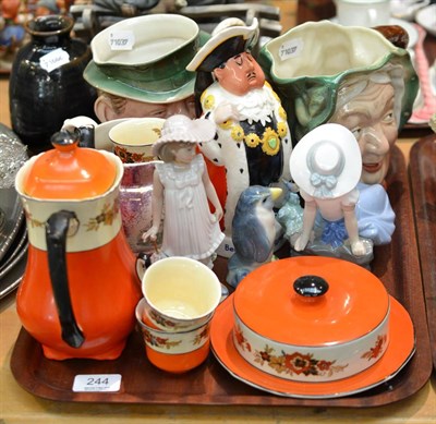 Lot 244 - Beswick Worthingtons Major jug, two Beswick character jugs, Wade penguin, two Nao figures and a...