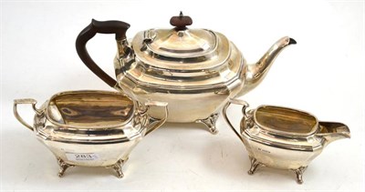 Lot 283 - A silver three piece tea service, Sheffield 1922