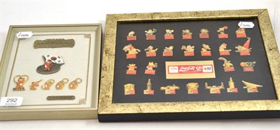 Lot 292 - Two framed collections of Olympic pins for 1988 Seoul and 1992 Barcelona