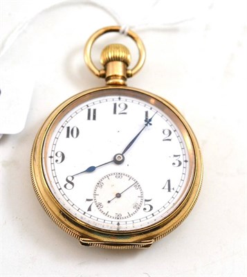 Lot 312 - A Swiss sixteen jewel rolled gold pocket watch with four adjustments