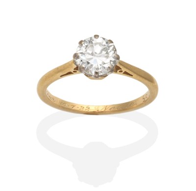 Lot 408 - A Solitaire Diamond Ring, an old cut diamond in a claw setting, to knife edge shoulders,...