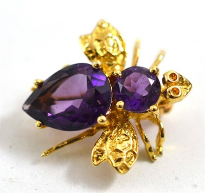 Lot 348 - An insect brooch, stamped '585 14K'