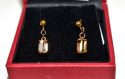 Lot 353 - A pair of 18ct gold citrine earrings