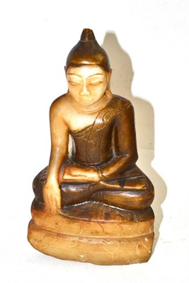 Lot 385 - A 19th century Burmese carved marble Buddha