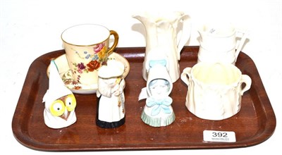 Lot 392 - Three Royal Worcester snuffers, two jugs, a sucrier, a coffee cup and saucer