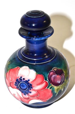 Lot 434 - A Walter Moorcroft Anemone pattern globular scent bottle and stopper, with impressed factory...