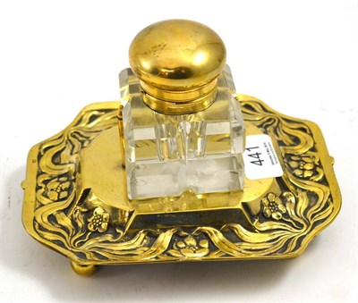 Lot 441 - Art Nouveau brass inkwell