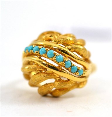 Lot 503 - A turquoise ring, stamped '18K'