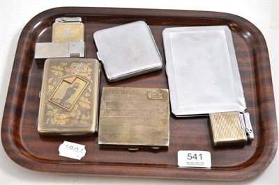 Lot 541 - Cigarette case, three other cases and three lighters