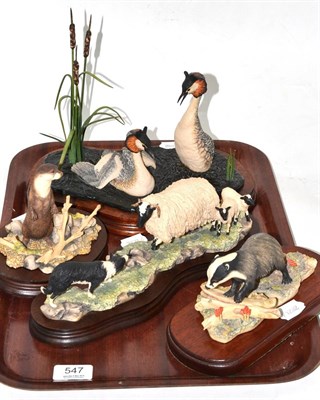 Lot 547 - Border Fine Arts 'Courting Grebes', 'Badger', 'Otter' and 'Black Faced Ewe and Collie' (4)