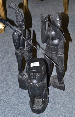 Lot 553 - Three ebony African carvings