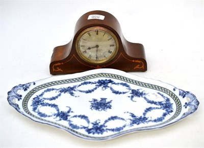 Lot 556 - Edwardian clock and Continental oval porcelain tray