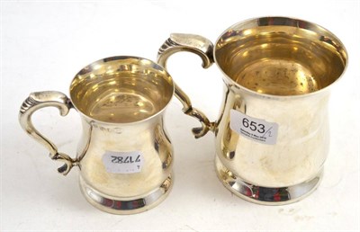 Lot 653 - A silver pint mug and a half pint mug, Viners, 1949 and 1951