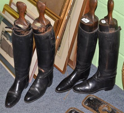 Lot 688 - Two pairs of leather riding boots with trees