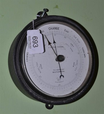 Lot 693 - An aneroid barometer, J Blount Thomas, The Observatory, Southampton