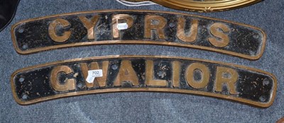 Lot 702 - Two reproduction jubilee class locomotive name plates