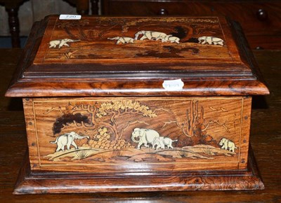 Lot 720 - Inlaid rosewood casket with elephants