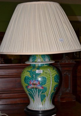 Lot 723 - Oriental vase and cover converted to lamp