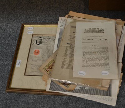 Lot 761 - Indentures, and a collection of Acts, newspapers etc