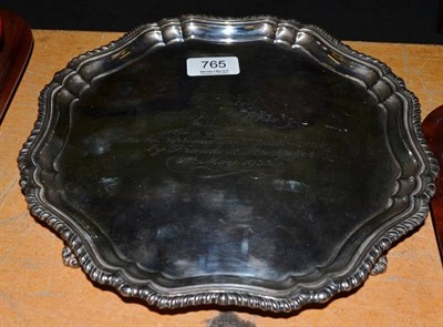 Lot 765 - Silver card tray (with inscription)