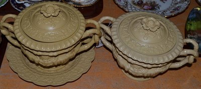 Lot 766 - Two Ridgway pots and lids together with a plate