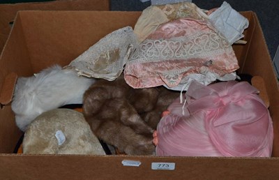 Lot 773 - Assorted vintage hats including Mitzi Lorenz and eight cotton and silk boudoir caps with embroidery