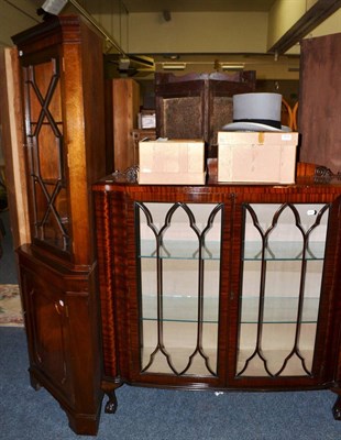 Lot 1013 - A reproduction mahogany standing corner cabinet and a reproduction glazed display cabinet