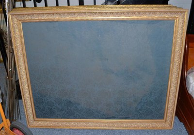 Lot 1015 - Four large similar gilt frames with blue silk damask inserts