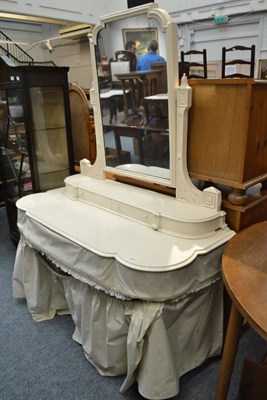 Lot 1044 - A Victorian mahogany dressing table with mirror, painted cream with fabric skirt