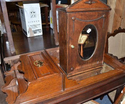 Lot 1058 - A stick back chair and two hall mirror cupboards