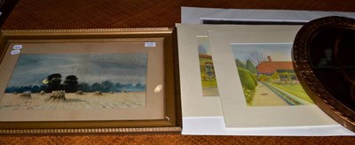 Lot 1103 - Watercolour ";The Harvest Moon";, Scalby near Scarborough, signed Fairfax-Cameron, two watercolours