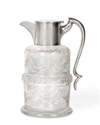 Lot 504 - A Silver Mounted Cut Glass Claret Jug, James Dixon & Sons, Birmingham 1942, the cylindrical...