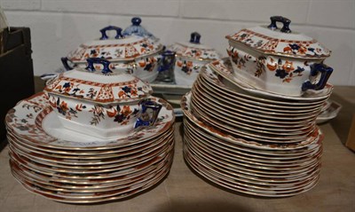 Lot 1124 - A floral and bird decorated meat plate, dinner plates and tureens