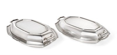 Lot 505 - A Pair of Art Deco Silver Entree Dishes and Covers, Goldsmiths & Silversmiths Co., London 1938,...