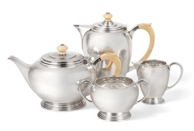 Lot 506 - An Art Deco Four Piece Britannia Standard Silver Tea Service, Goldsmiths & Silversmiths Co Ltd,...