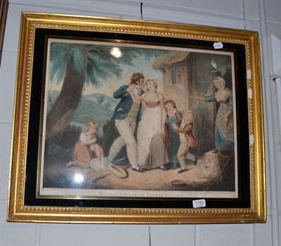 Lot 1150 - Gilt framed coloured mezzotint 'William and Nancy, or the Sailors Return' after W Woolley