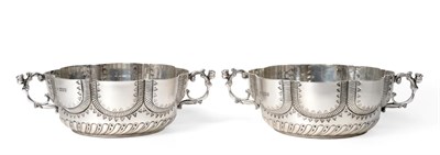 Lot 507 - A Pair George V Silver Twin Handled Silver Bowls, maker's mark HL, London 1913, modelled in the...