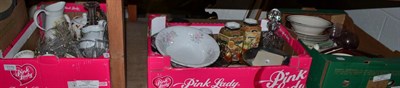 Lot 1175 - Maling bowl, quantity of dinner and tea wares, cut glass, Japanese vases etc (in three boxes)