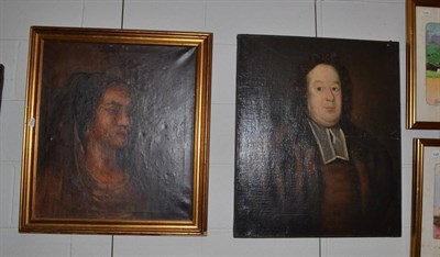 Lot 1199 - Two oil painting portraits