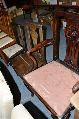 Lot 1208 - A 19th century mahogany elbow chair, a country dining chair and a mahogany single drawer side table