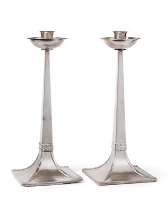 Lot 514 - A Pair of Arts & Crafts Style Silver Candlesticks, James Dixon & Son, Sheffield 1999, the...