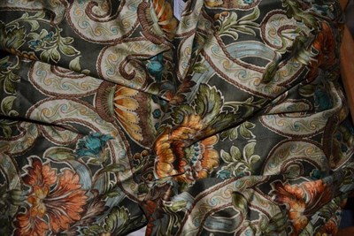 Lot 1218 - A pair of Arts & Crafts style curtains, lined, 96 inches long by 136 inches wide