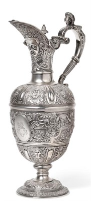 Lot 516 - A Victorian Silver Cellini Pattern Claret Jug, Elkington & Co (Frederick Elkington), London...