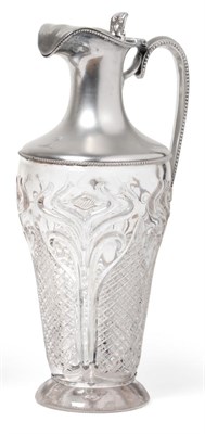 Lot 517 - An Edwardian Art Nouveau Silver Mounted Glass Claret Jug, W & G Sissons, Sheffield 1901, the silver