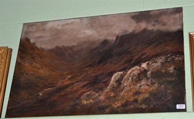 Lot 1262 - J Crossland, mountainous landscape, oil on canvas, unframed