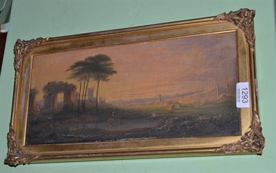 Lot 1293 - * Tate (mid 19th century), classical landscape with classical colonnade, signed and dated 1857