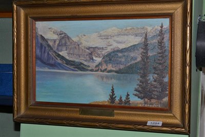 Lot 1294 - A F Stanford (21st Century) Lake Louise, Canada, signed, oil on canvas