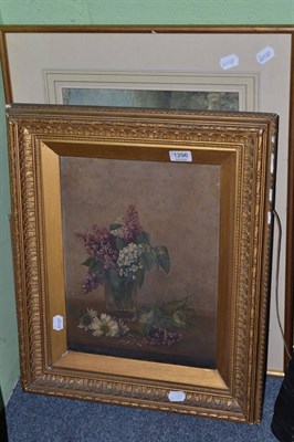 Lot 1296 - L * Baneroth (Late 19th century) Still life of lilac in a glass, signed and dated 1898, oil on...