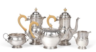 Lot 522 - A George V Silver Five Piece Tea and Coffee Service, Adie Bros Ltd, London 1923/25, of baluster and