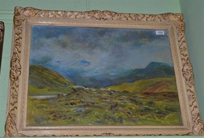 Lot 1302 - John Murray Thompson, Stags in Scottish Highlands, signed, oil on canvas